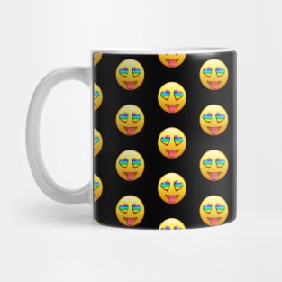 Smiling Face with Rainbow Heart-Eyes Tongue Out Gay Emoji Pattern Mug